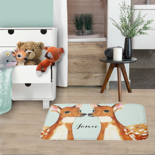 Cute Twin Fawn Deer Childrens  Bath Mat