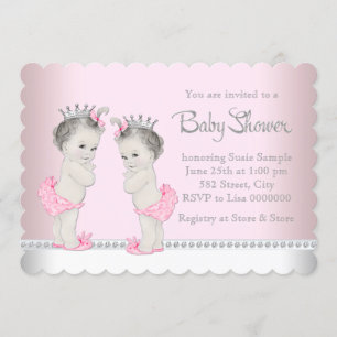Cute Twin Girl Baby Shower Invitation