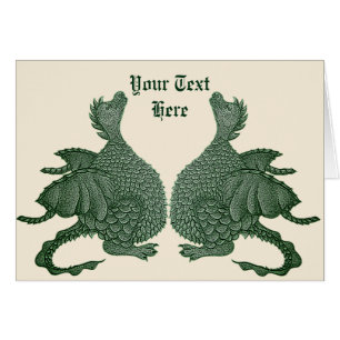cute twin green dragon mythical fantasy creature
