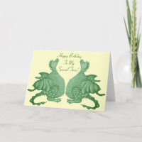 cute twin green dragon mythical fantasy creature