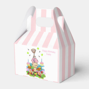 Cute Twin Happy Birthday Gable Favour Box Pink Blu