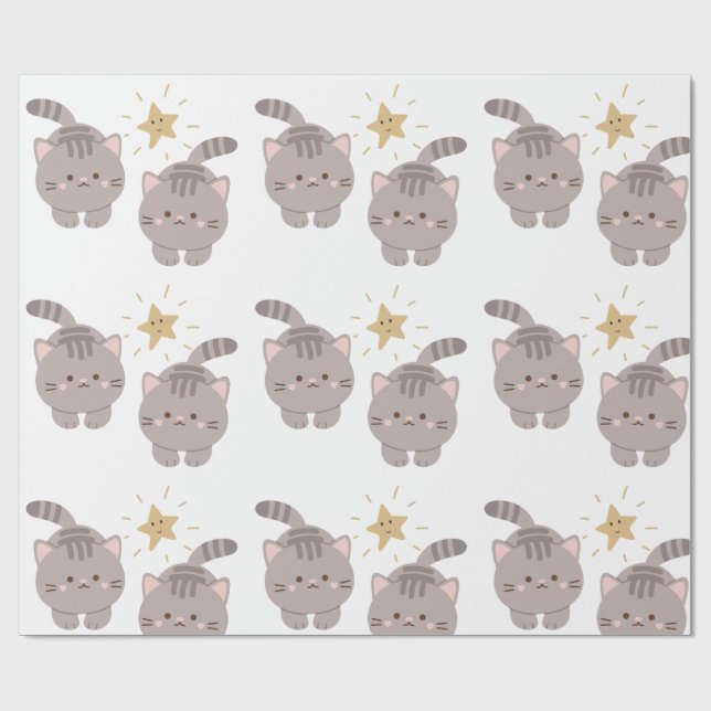 Cute twin kitties  wrapping paper (Flat)