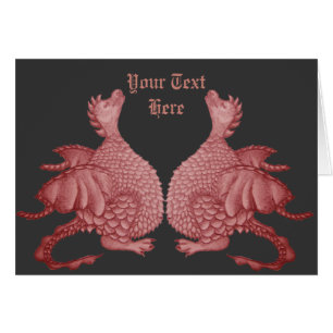 cute twin red dragon mythical fantasy creature