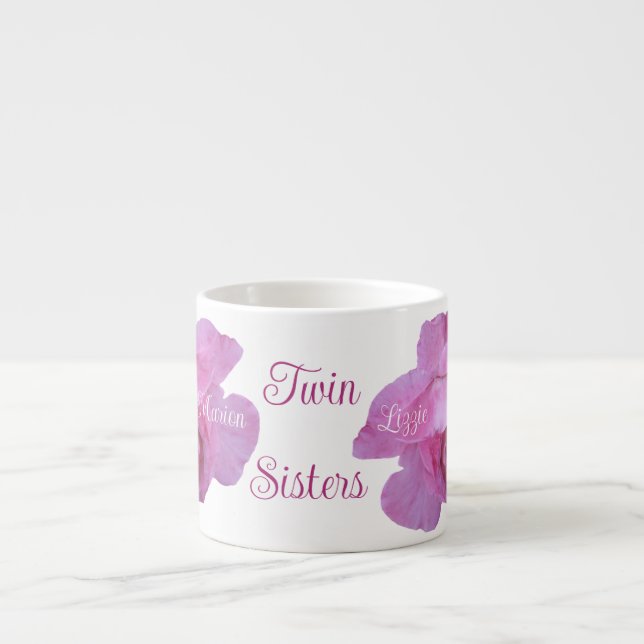  Cute twin sisters Gemini pretty pink roses floral Espresso Cup (Front)