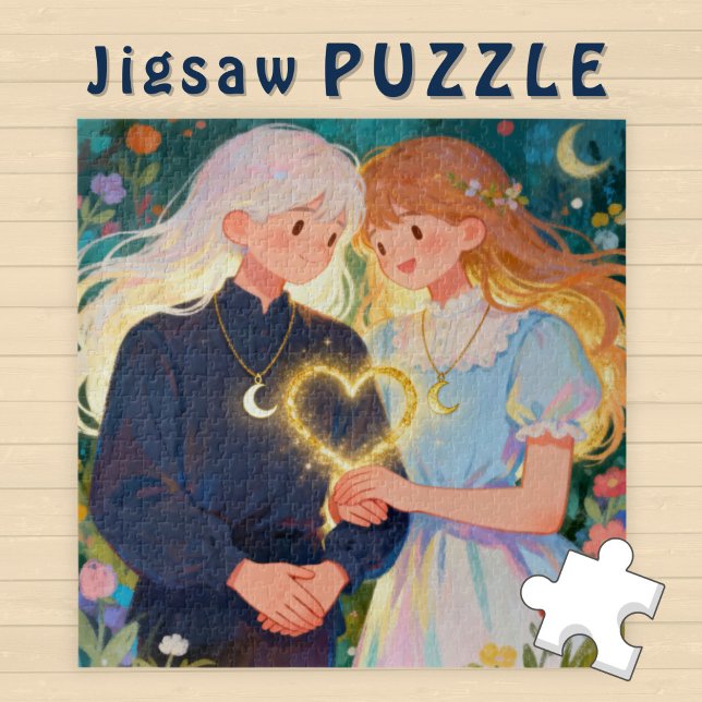 Cute Twin Soul  Love young Man and Woman Couple -  Jigsaw Puzzle (Creator Uploaded)