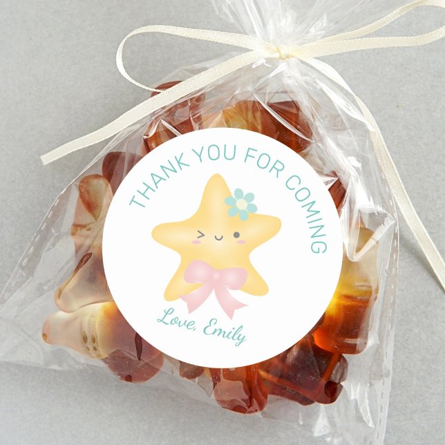 Cute Twinkle Little Star Baby Shower Thank You Classic Round Sticker (Creator Uploaded)