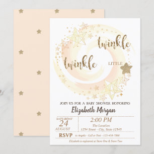 Cute Twinkle Little Star Glitter Baby Shower Invitation
