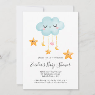 Cute Twinkle Twinkle Cloud Stars Baby Shower  Invitation