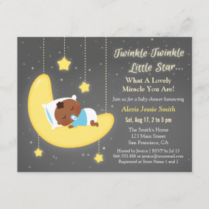 Cute Twinkle Twinkle Little Star Baby Brown Shower Invitation