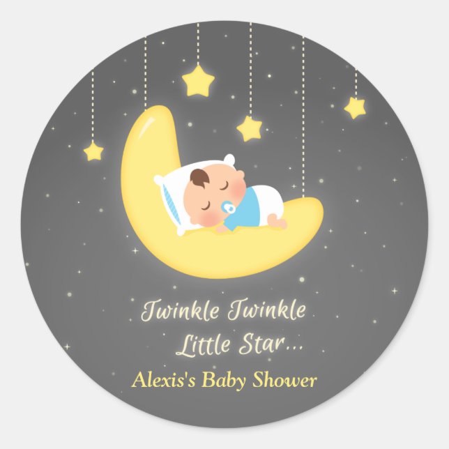 Cute Twinkle Twinkle Little Star Baby Shower Classic Round Sticker (Front)