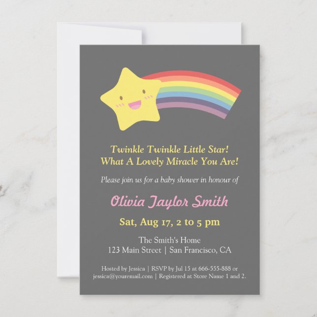 Cute Twinkle Twinkle Little Star Baby Shower Invitation (Front)