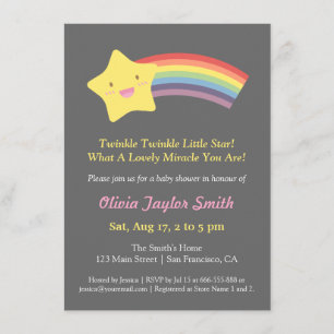 Cute Twinkle Twinkle Little Star Baby Shower Invitation