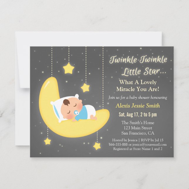 Cute Twinkle Twinkle Little Star Baby Shower Invitation (Front)