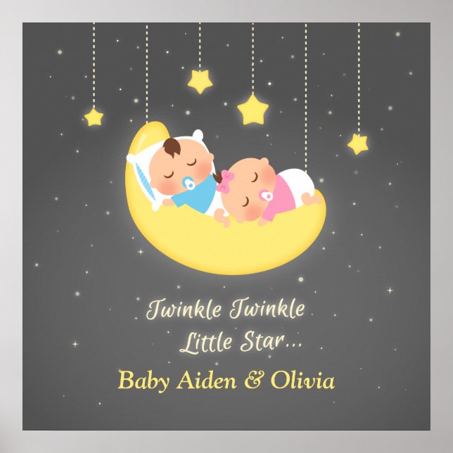 Cute Twinkle Twinkle Little Star Twins Poster (Front)