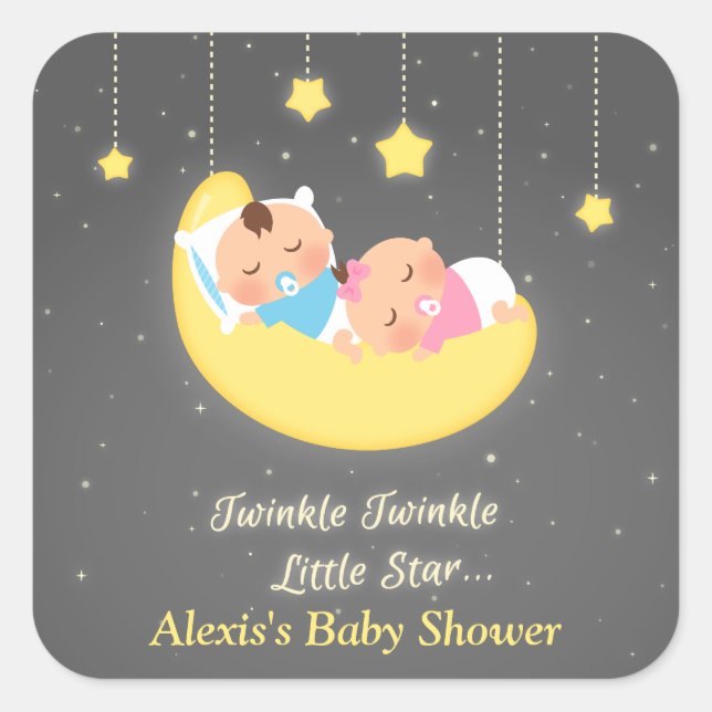 Cute Twinkle Twinkle Little Star Twins Stickers (Front)