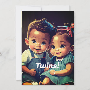Cute Twins Baby Shower Invitation