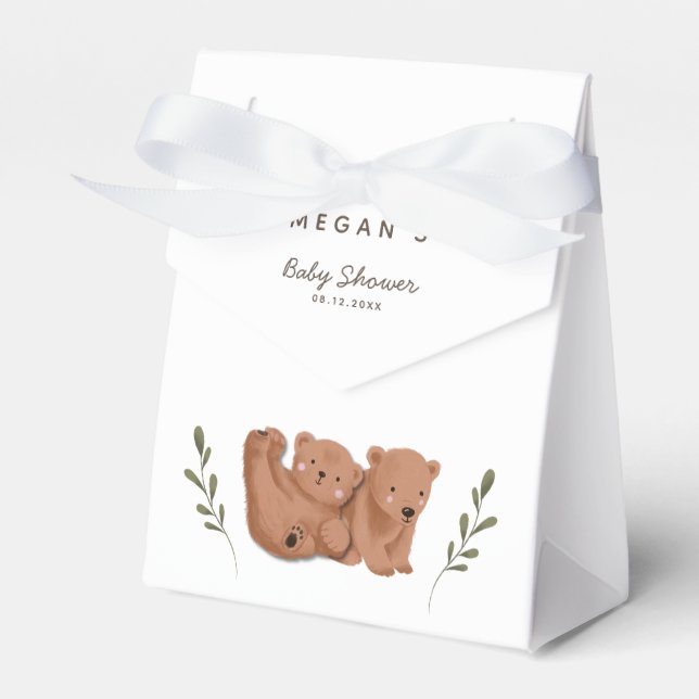 Cute Twins Bear Baby Shower  Favour Box (Front Side)