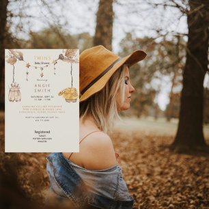 Cute Twins Boy & Girl Baby Shower II Invitation