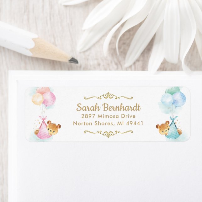 Cute Twins Boy Girl Teddy Bears Baby Shower (Insitu)