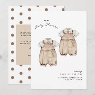Cute Twins Boys Baby Shower Invitation