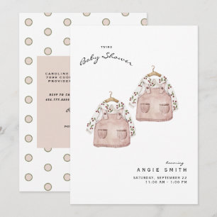 Cute Twins Girls Baby Shower Invitation