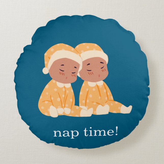 Cute Twins Nursery  Round Cushion (Front)