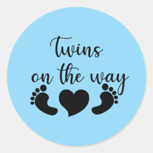 Cute twins pregnancy announcement classic round sticker