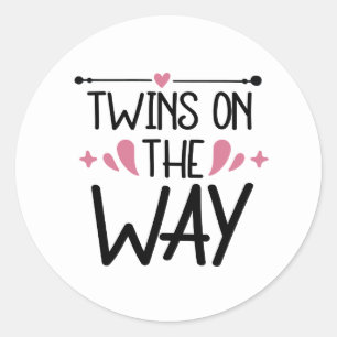Cute twins pregnancy announcement  classic round sticker