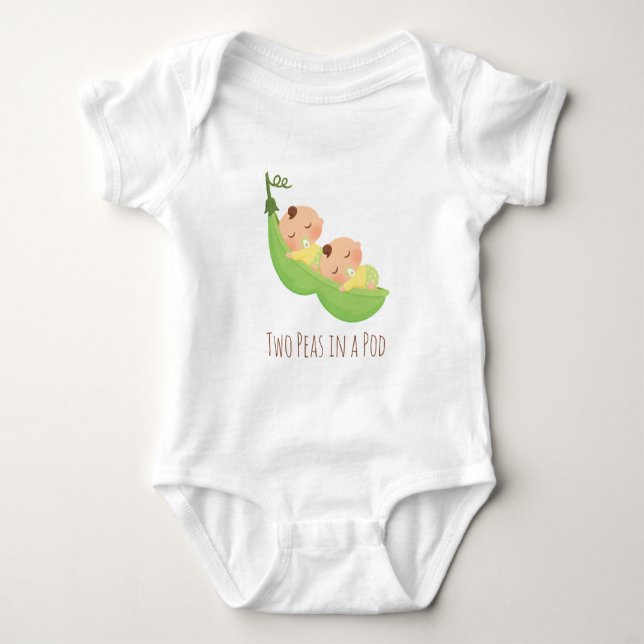 Cute Twins Two Peas in a pod Baby Tee (Front)