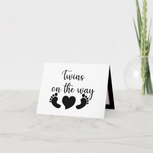 Cute twins word art add message  card