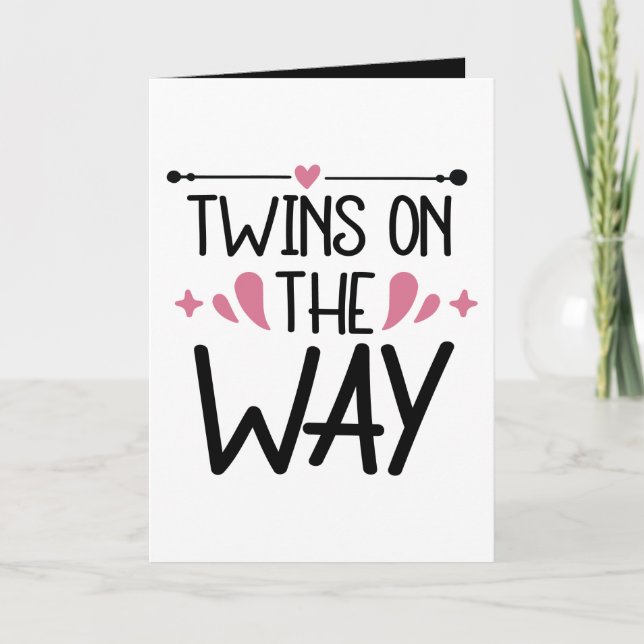 Cute twins word art add message inside  card (Front)