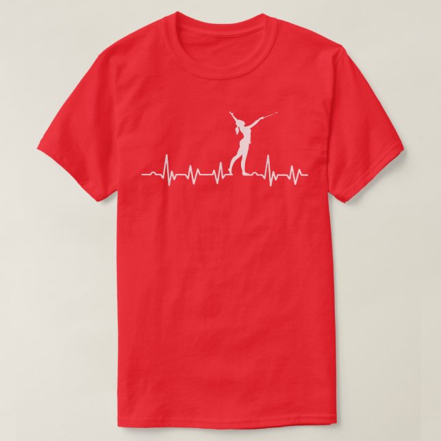 Cute Twirler Girl Heartbeat Design Twirling Baton  T-Shirt (Design Front)