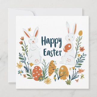 Cute Two Bunnies Easter Card