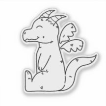 Cute Two Dimensional Cartoon Dragon Line Art