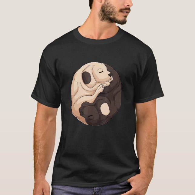 Cute Two Dogs Asian Japanese Yin And Yang Symbol M T-Shirt (Front)