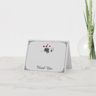 Cute Two Grooms Cartoon Gay Wedding Thank You Card