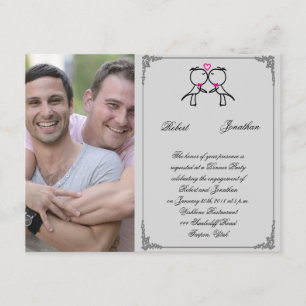 Cute Two Grooms Kissing Gay Wedding Engagement Invitation