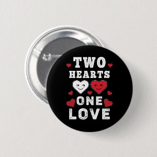 Cute Two Hearts One Love Birthday Valentine's Day 6 Cm Round Badge