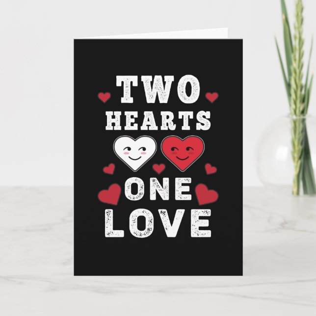 Cute Two Hearts One Love Birthday Valentine's Day Card (Front)