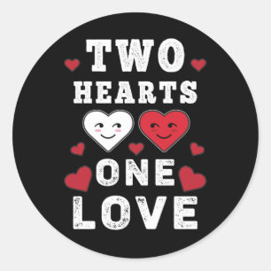 Cute Two Hearts One Love Birthday Valentine's Day Classic Round Sticker