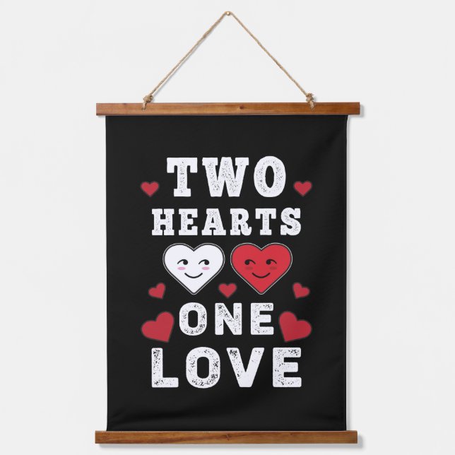 Cute Two Hearts One Love Birthday Valentine's Day Hanging Tapestry (Front)