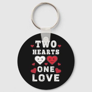 Cute Two Hearts One Love Birthday Valentine's Day Key Ring