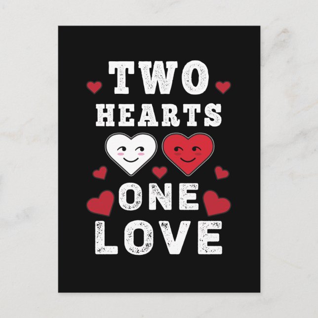 Cute Two Hearts One Love Birthday Valentine's Day Postcard (Front)