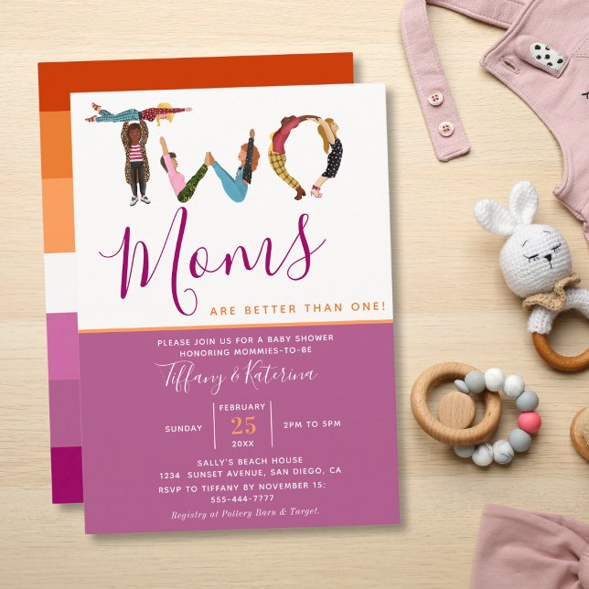 Cute Two Moms Better Than One Lesbian Baby Shower  Invitation (Creator Uploaded)