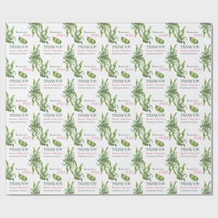 Cute Two Peas in A Pod Girl Pink Twins Baby Shower Wrapping Paper