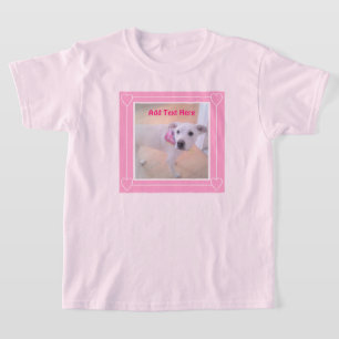 Cute Two Photo Pink Frame Sweet White Puppy Dog T-Shirt