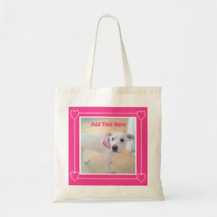 Cute Two Photo Pink Puppy Dog Valentines Day Tote Bag