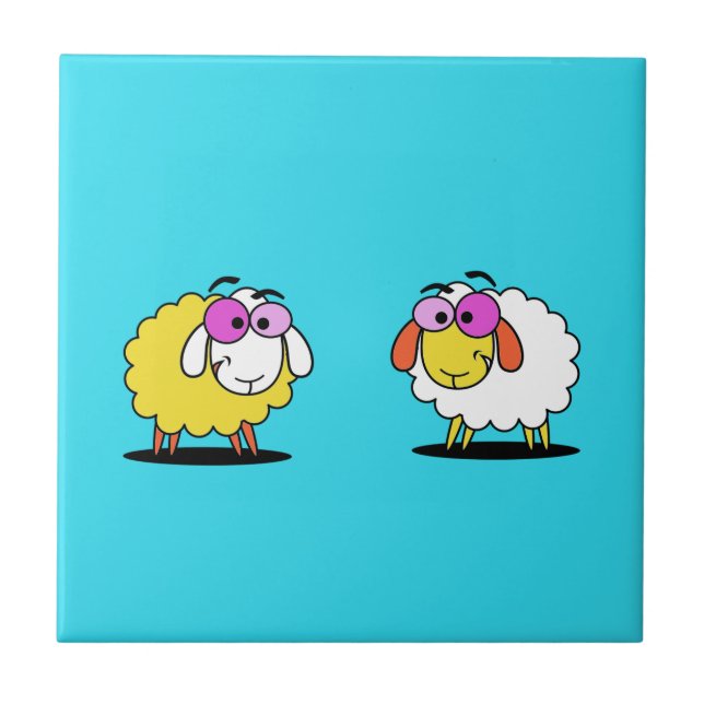 Cute Two Sheep Friendship  Tile (Front)