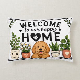Cute Two-Sided Puppy and Kitten Welcome Pillow