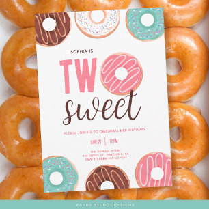 Cute Two Sweet Doughnut Birthday Party Invitations